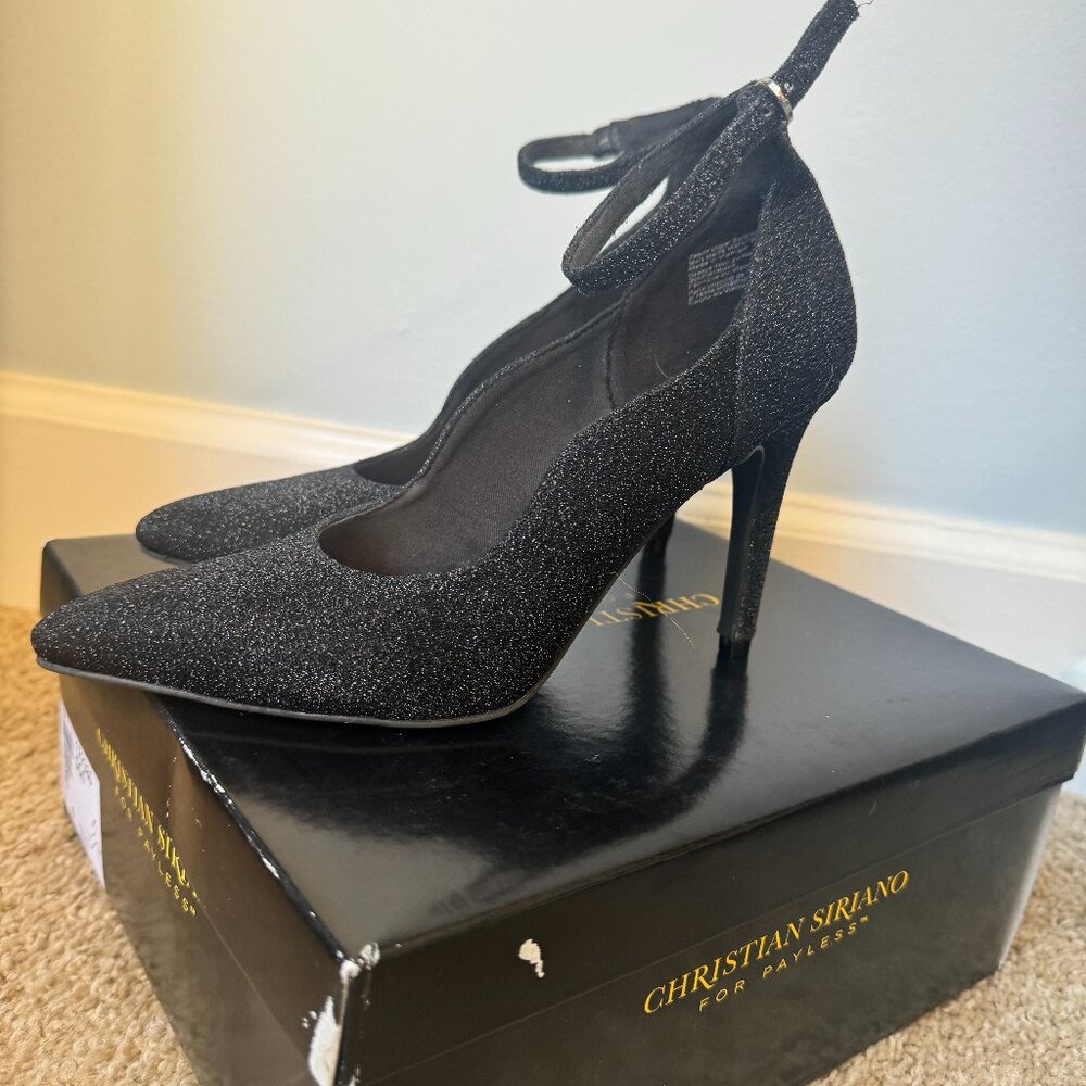 Christian Siriano Black Sparkle Heels - Size 6